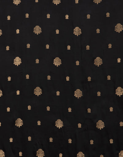 Raven Black With Zari Design Crepe Silk Unstitched Suit Set