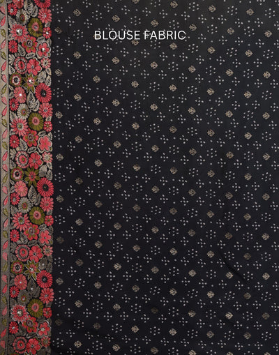 Raven Radiance Bandhej Silk Saree With Unstitched Blouse Fabric