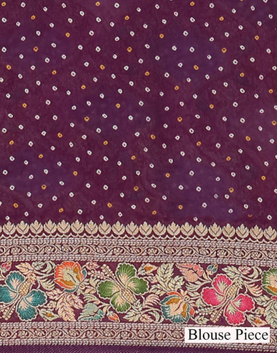 Purple Palette Bandhej Jaal Georgette Saree