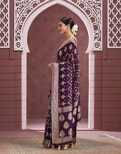 Midnight Iris Festive Bandhej Saree