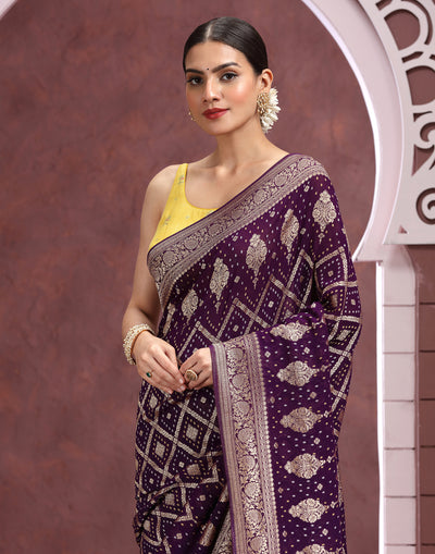 Midnight Iris Festive Bandhej Saree