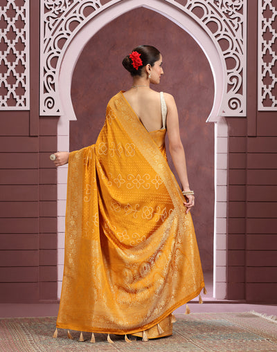 Honey Haze Bandhej Printed Silk Saree