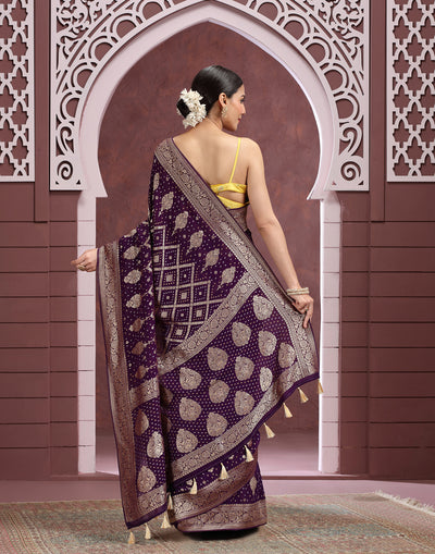 Midnight Iris Festive Bandhej Saree