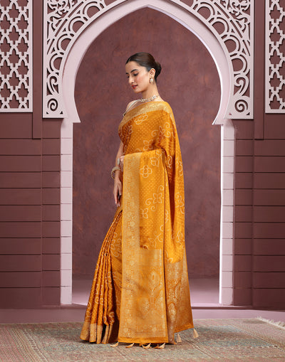 Honey Haze Bandhej Printed Silk Saree