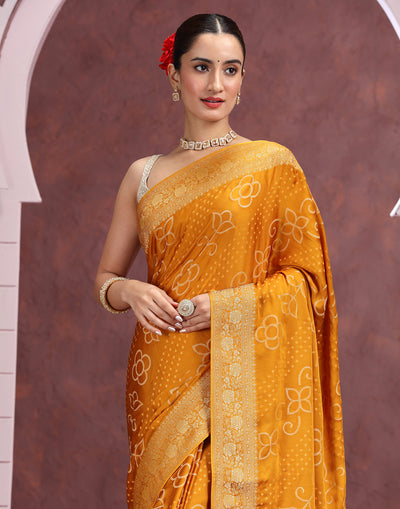 Honey Haze Bandhej Printed Silk Saree