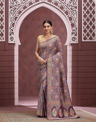Purple Palette Bandhej Jaal Georgette Saree