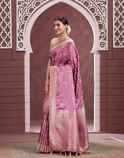 Mistiqué Lavender Floral Jaal Dola Silk Saree
