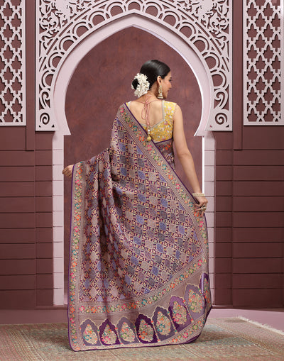 Purple Palette Bandhej Jaal Georgette Saree