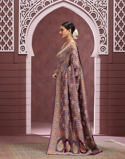 Purple Palette Bandhej Jaal Georgette Saree