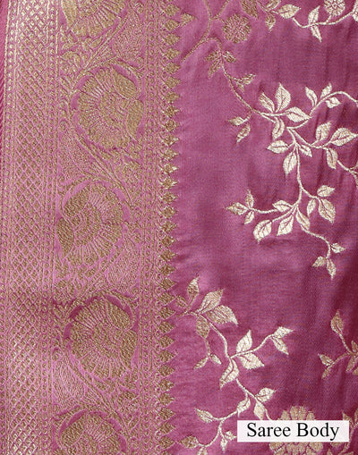 Mistiqué Lavender Floral Jaal Dola Silk Saree