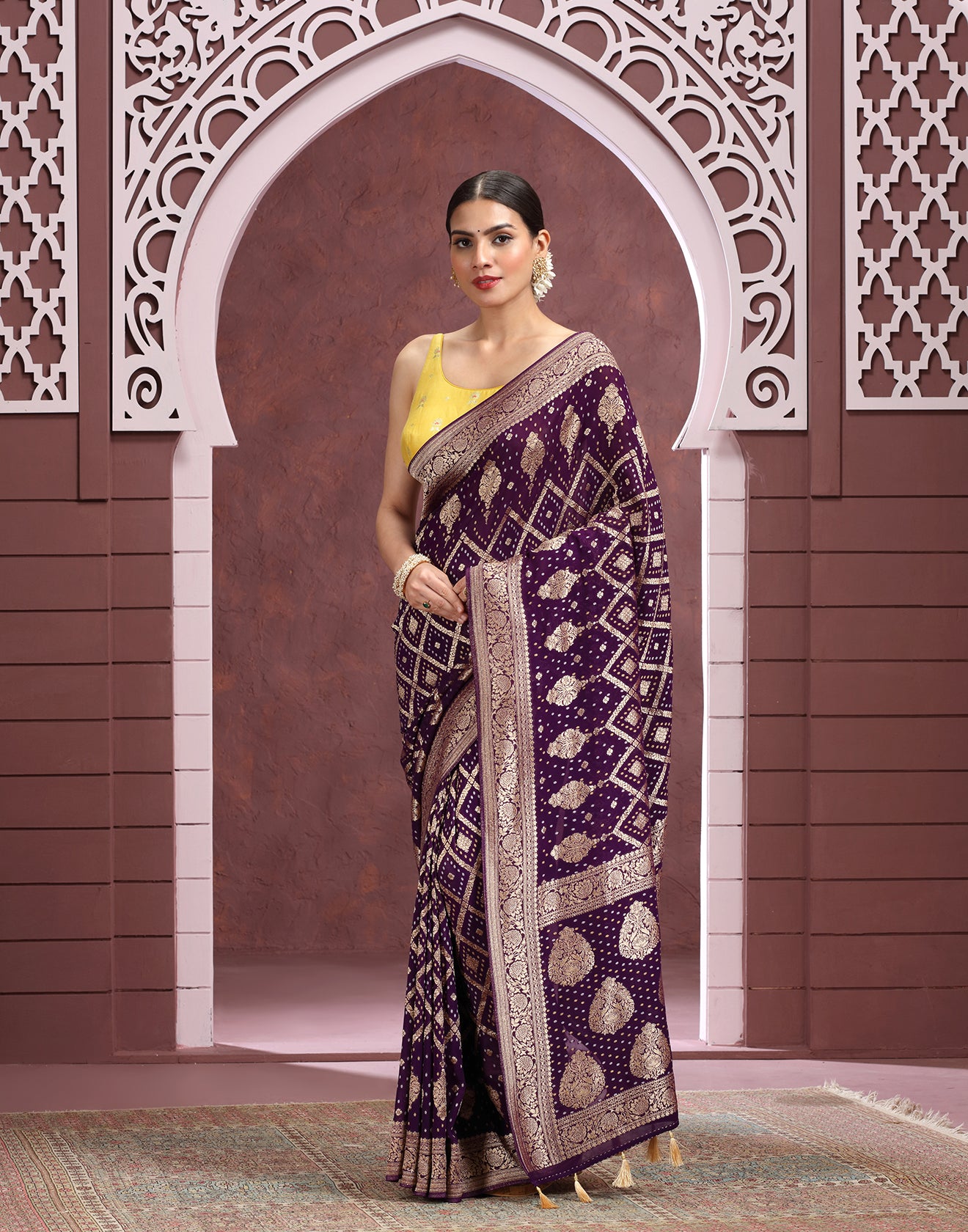 Midnight Iris Festive Bandhej Saree