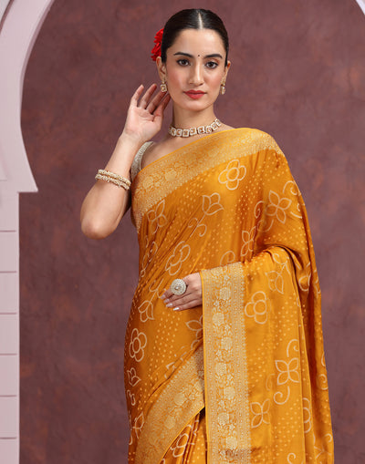 Honey Haze Bandhej Printed Silk Saree