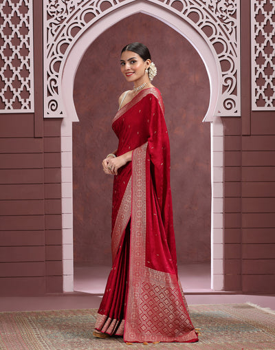 Red Dahlia Dola Silk Saree