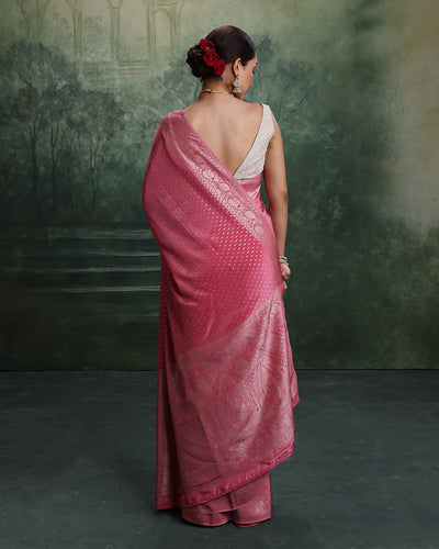 Rosé Coral Dola Silk Saree With Unstitched Blouse Fabric