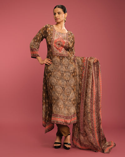 Rustic Olive Printed Kurta Set