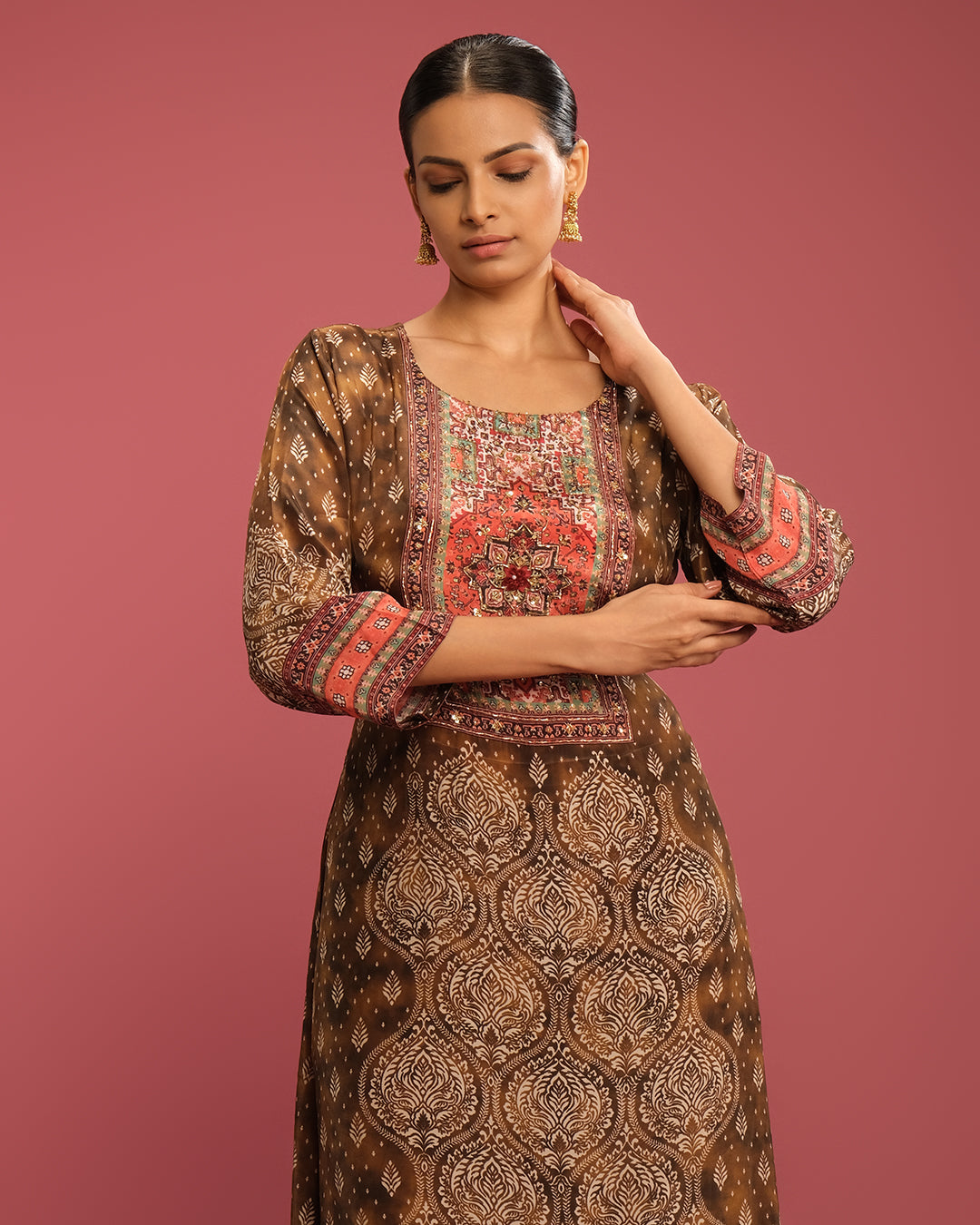 Rustic Olive Printed Kurta Set
