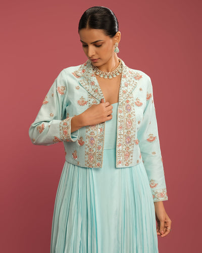 Seafoam Serenity Fusion Indo-Western Set