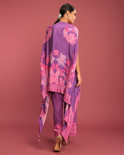 Serene Orchid Paisley Printed Kaftan Set