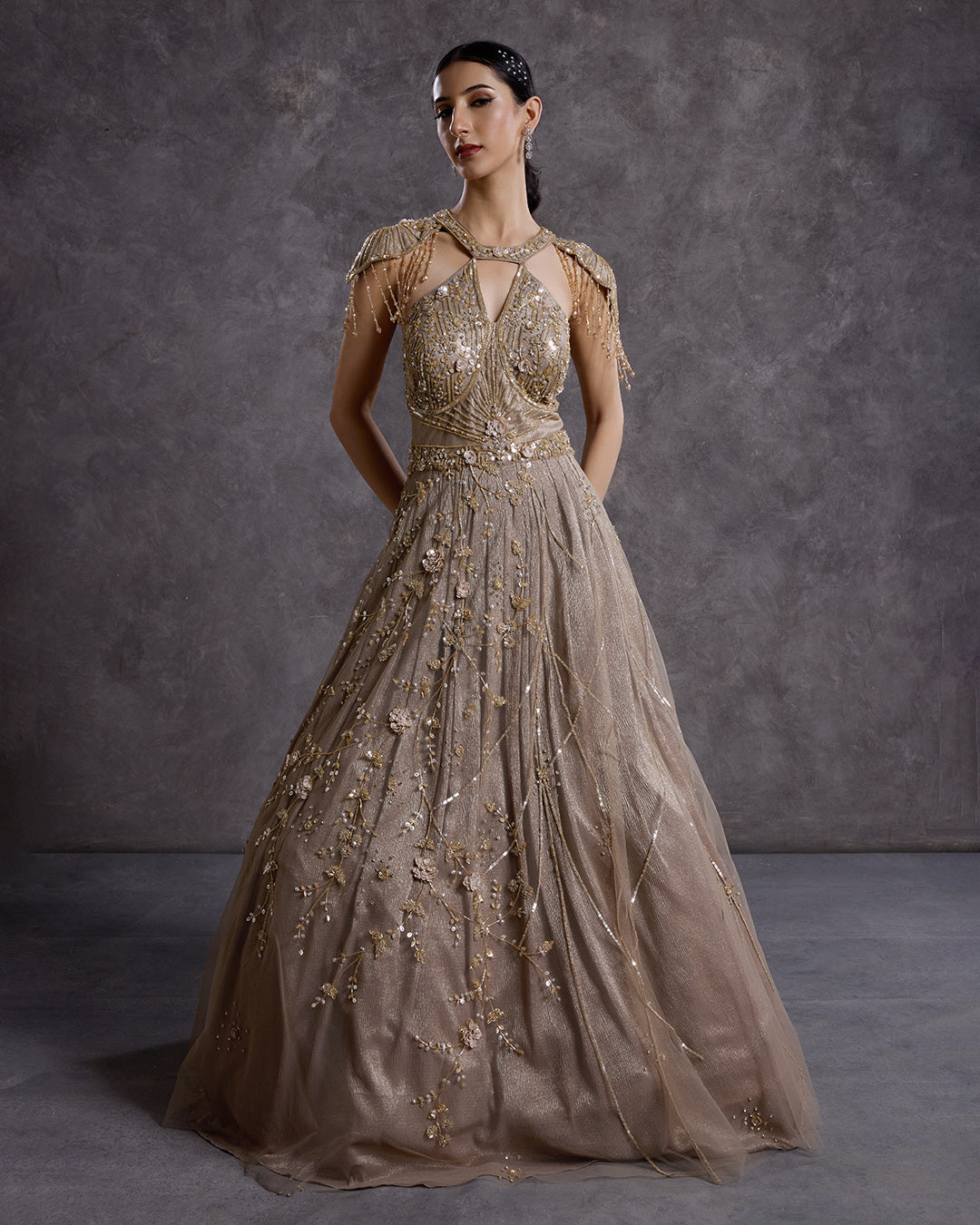 Shimmer Bronzer Bridal Cocktail Gown