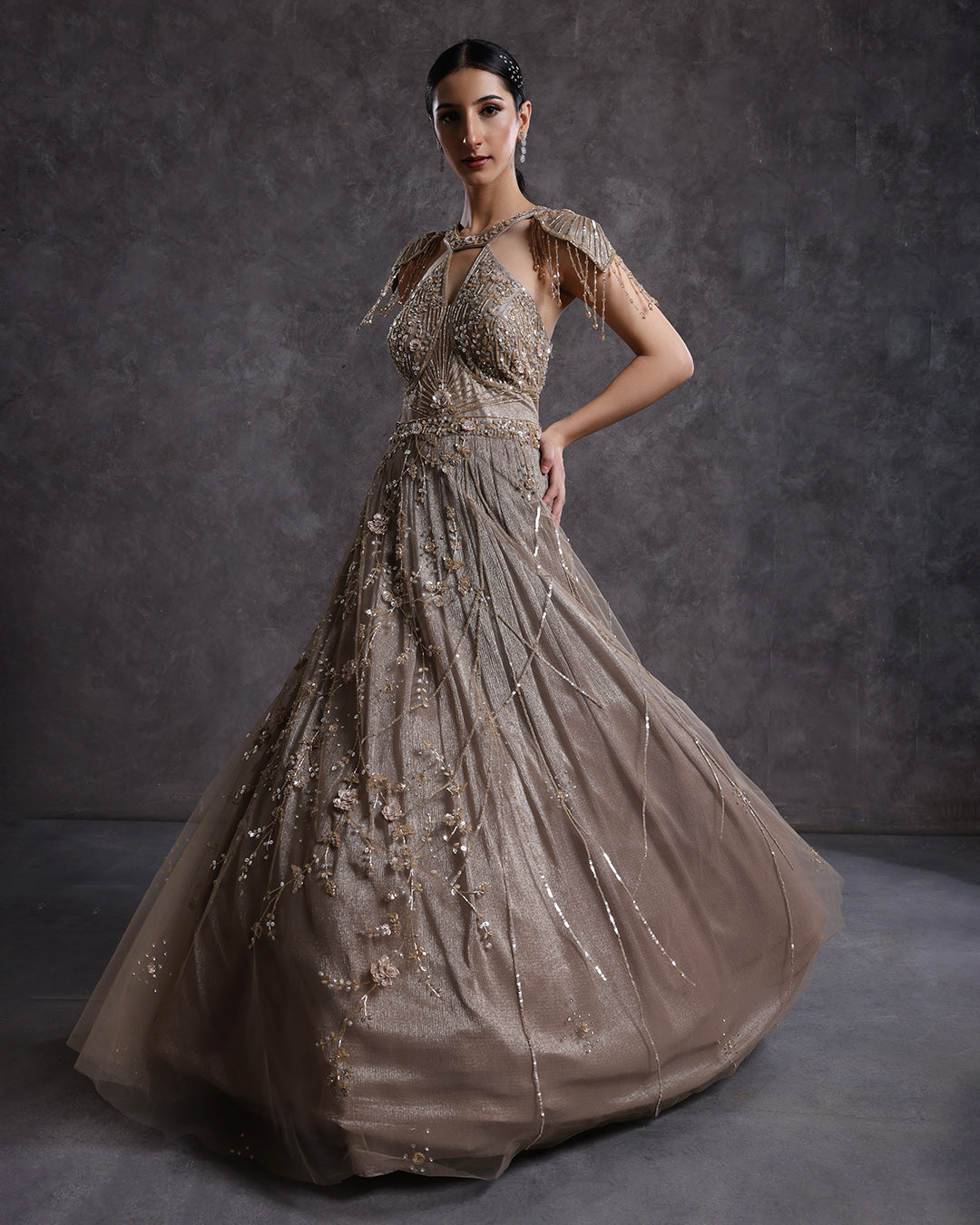 Shimmer Bronzer Bridal Cocktail Gown