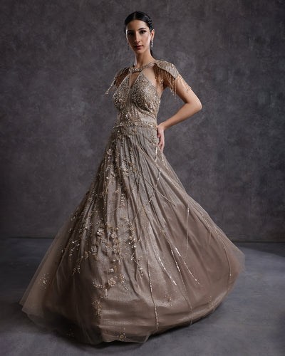 Shimmer Bronzer Bridal Cocktail Gown