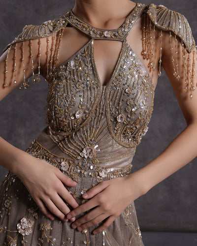 Shimmer Bronzer Bridal Cocktail Gown