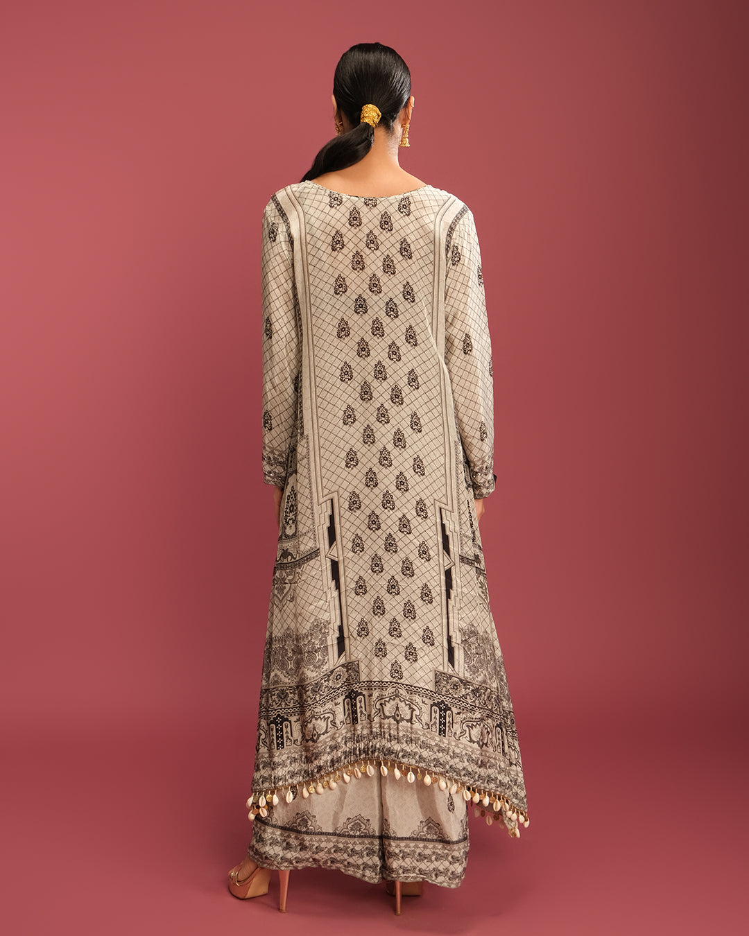 Soft Ash Mughal Ethnic Printed Kurta Set