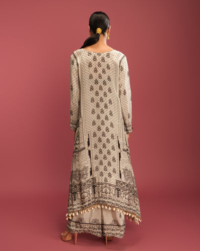 Soft Ash Mughal Ethnic Printed Kurta Set