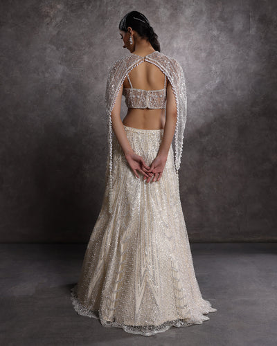 Star White Embellished Cocktail Corset Lehenga Set