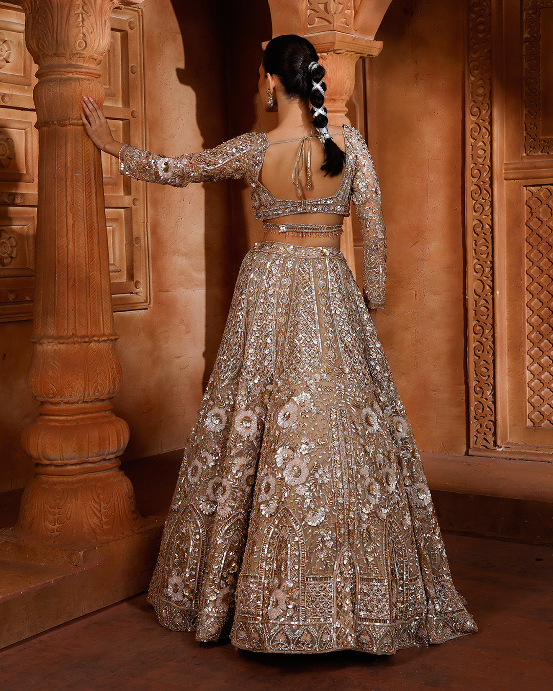 Sunlit Bronze Embellished Bridal Lehenga For Sangeet – Roopkala Global