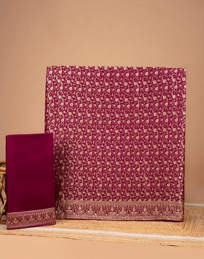 Vibrant Purple Charm Dola Silk Unstitched Suit Set