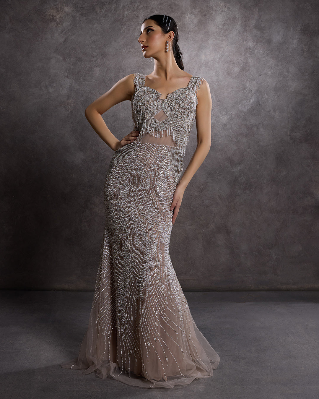 Victorian Glam Embellished Cocktail Gown