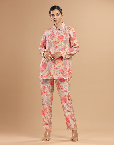Millennial Pink Jungle Printed Fusion Co-ord Set